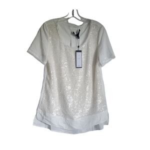 Hilton Hollis Designer Top Medium Ivory Sequin Whimsical Fairy Style NWT